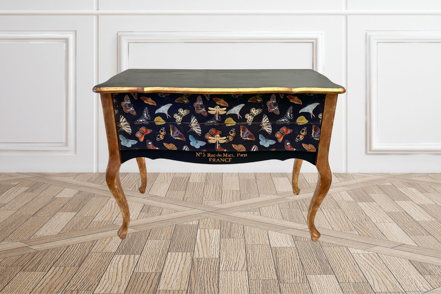 Dresser - Black Butterfly, Vintage Gold finish