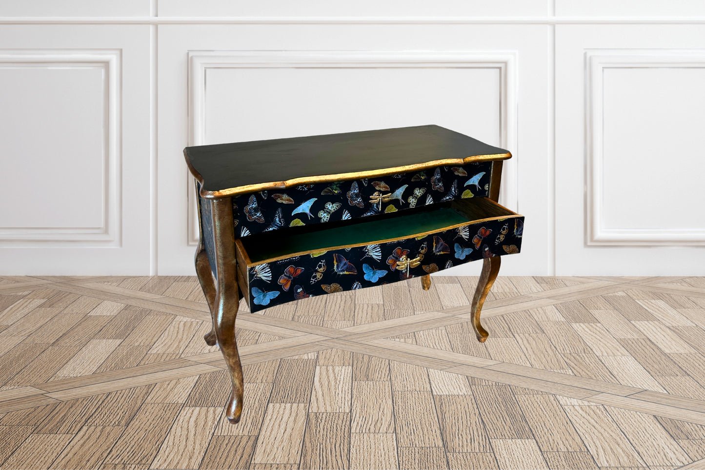 Dresser - Black Butterfly, Vintage Gold finish