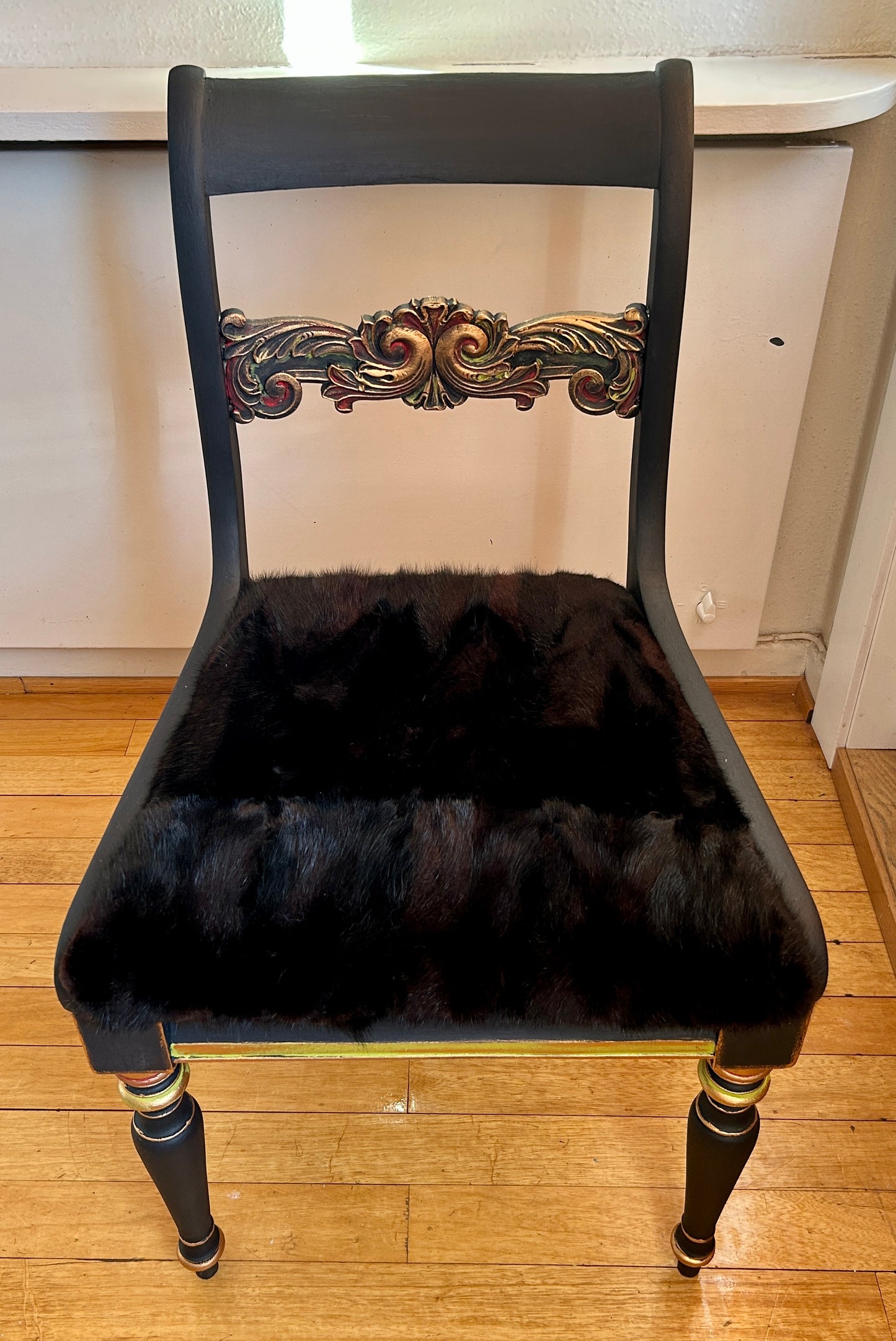 SOLD Chair - Luxurious Restored Black with Mink Seat