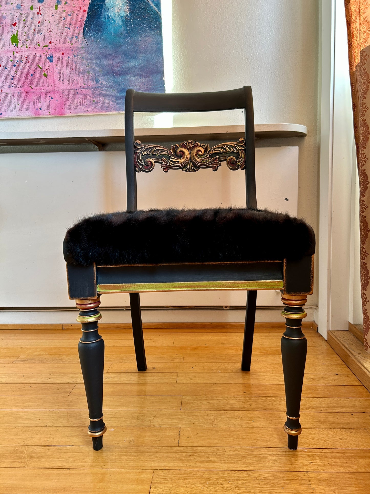 SOLD Chair - Luxurious Restored Black with Mink Seat