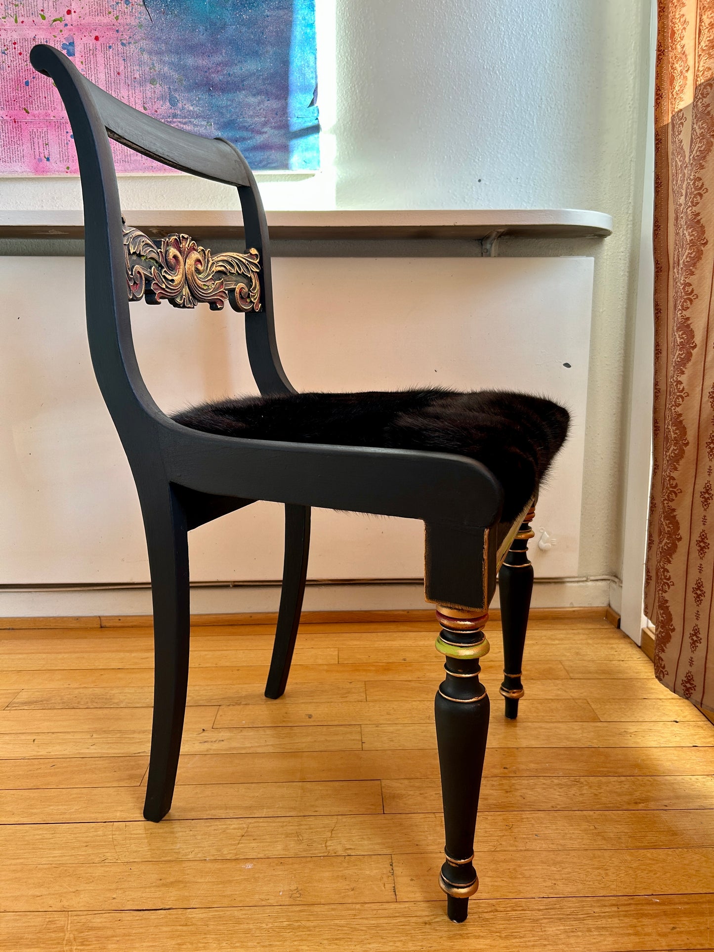 SOLD Chair - Luxurious Restored Black with Mink Seat