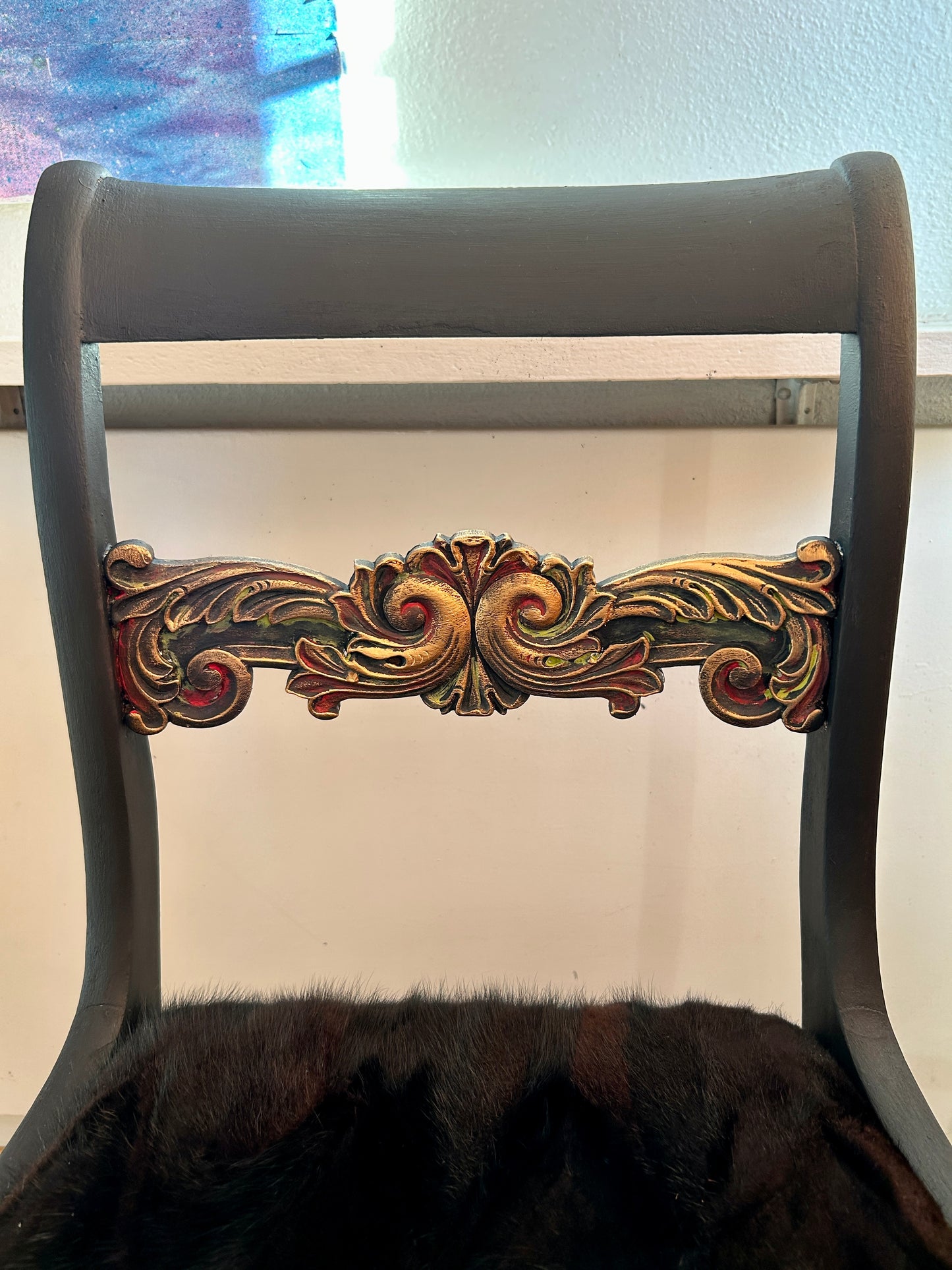 SOLD Chair - Luxurious Restored Black with Mink Seat