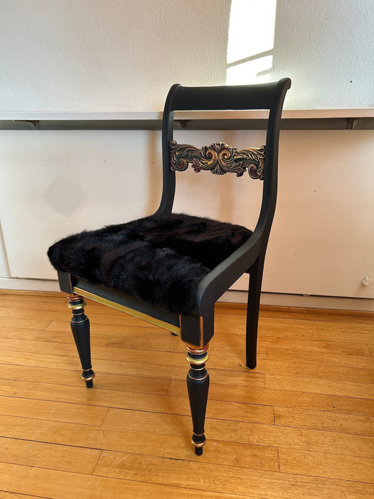 SOLD Chair - Luxurious Restored Black with Mink Seat