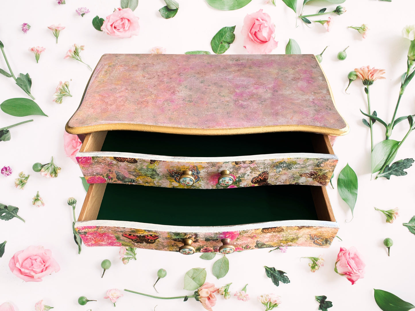 Vintage Rococo Chest with Butterfly Decoupage