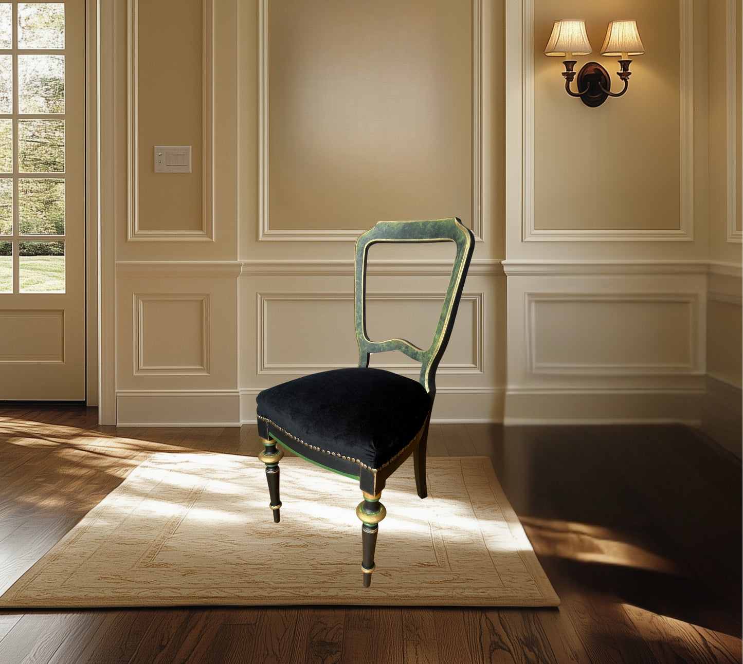 Chair - Black Velvet Antique.