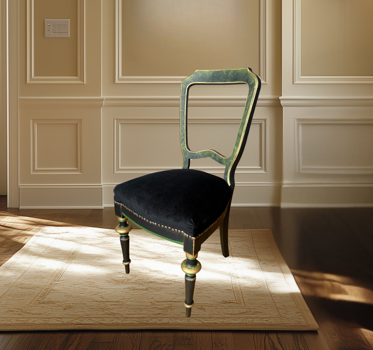 Chair - Black Velvet Antique.