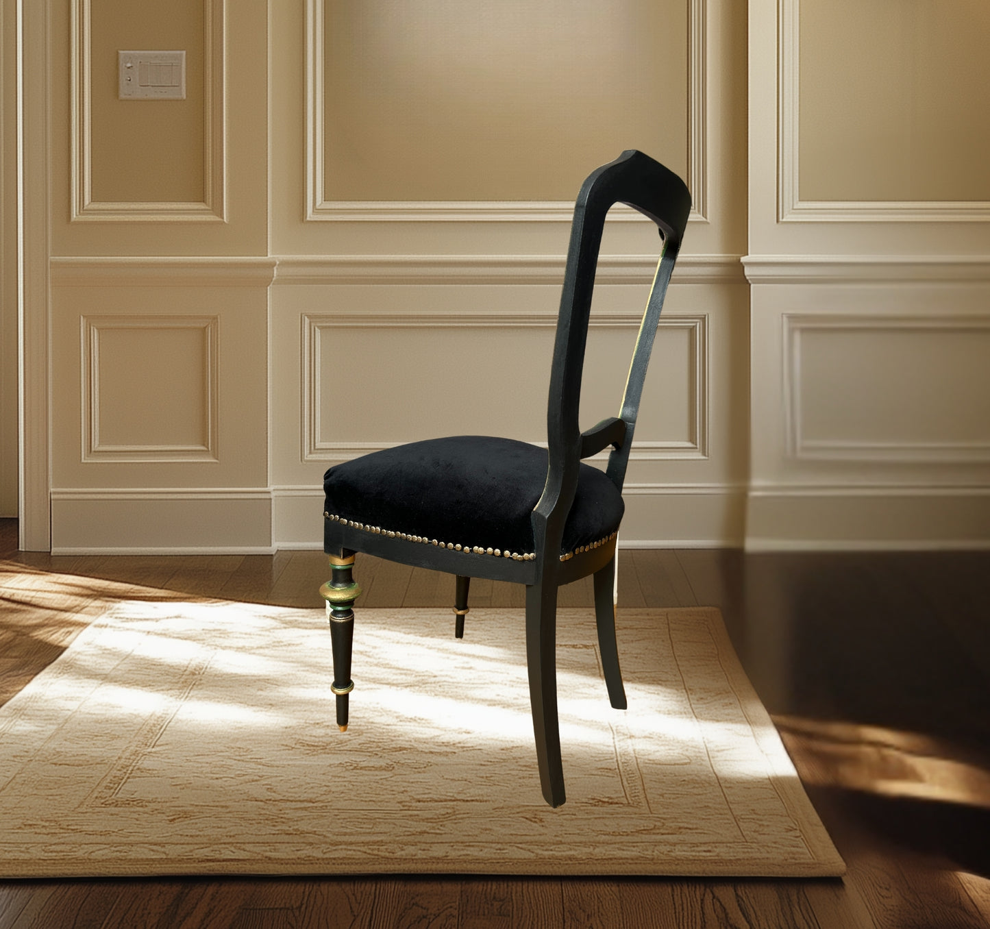 Chair - Black Velvet Antique.