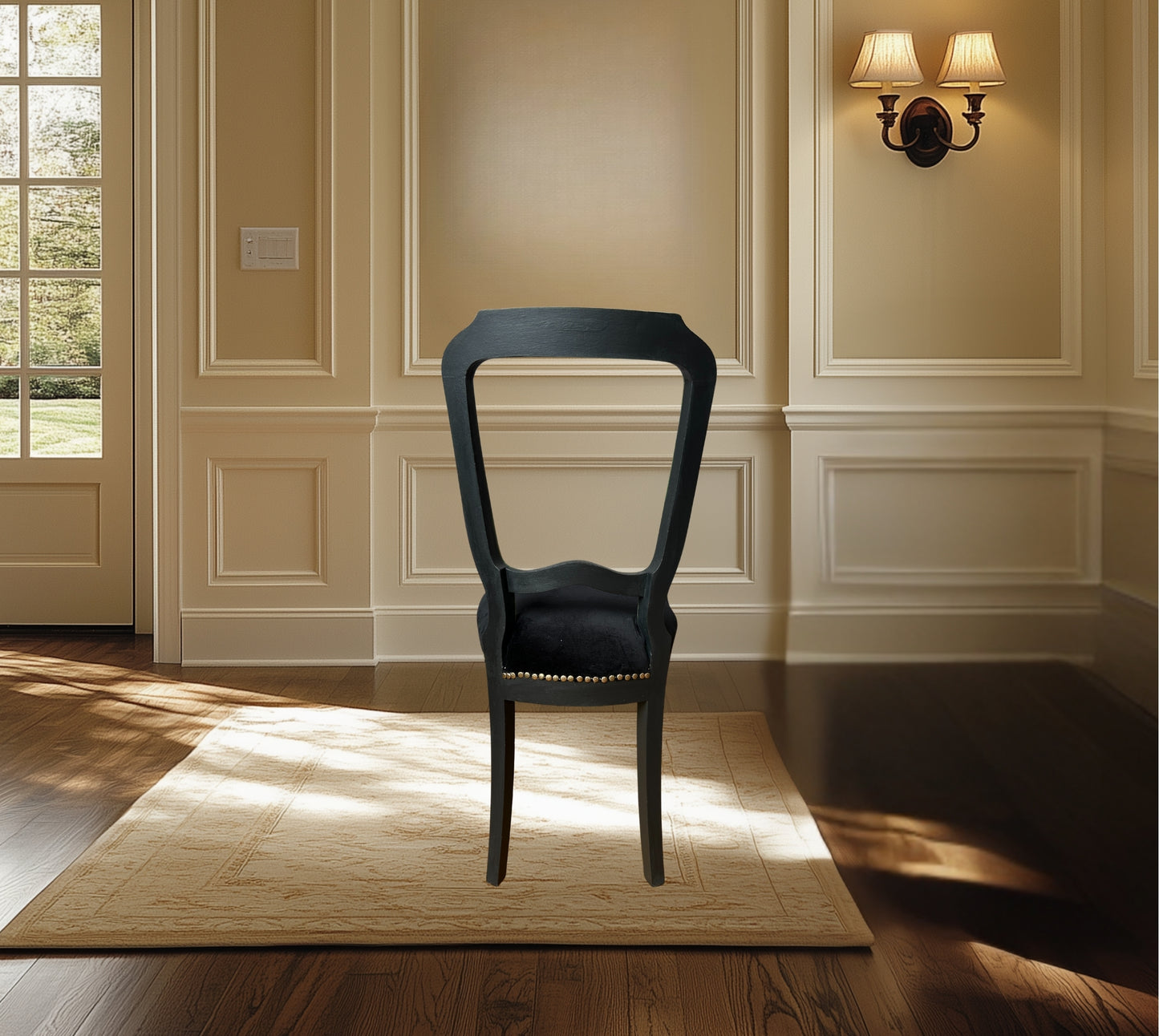 Chair - Black Velvet Antique.