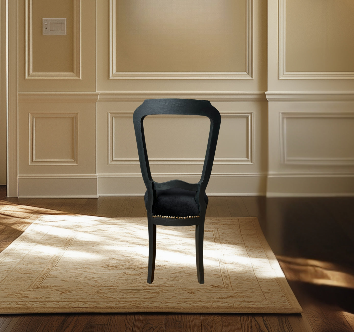 Chair - Black Velvet Antique.